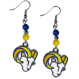 Los Angeles  Rams Fan Bead Dangle Earrings